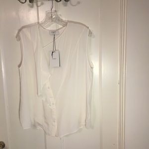 White silk sleeveless blouse